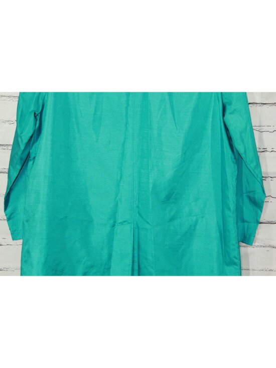 Vintage Alorna Long Lightweight Spring Trench Coat Teal Size 12 Pet - Picture 8 of 12